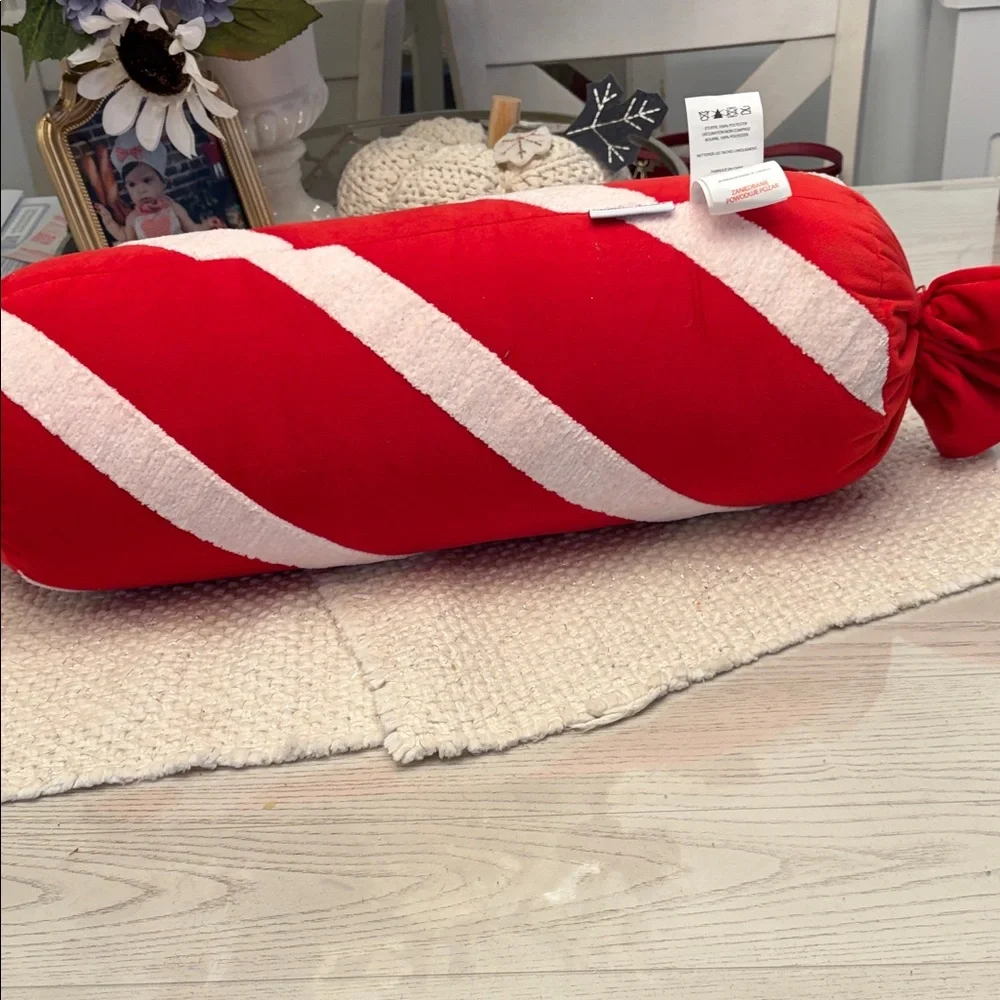 cupcakes & cashmere Red and White Candy Cane Pillow